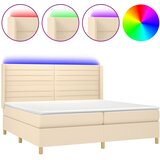  box spring s madracem LED krem 200x200 cm od tkanine | shoptok.hr