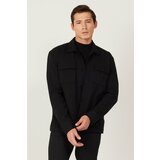 AC&Co / Altınyıldız Classics Men's Black Oversize Fit Loose Cut Classic Collar Cotton Patterned Shirt Jacket cene