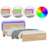Maison Chic Posteljni okvir - Dvoposteljna postelja - Zakonska postelja z vzglavjem in LED sonoma hrast 120x200 cm-J16156, (21770091) | Shoptok.si