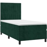  box spring s madracem LED tamnozeleni 100x200 cm baršun | shoptok.hr