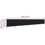  Vjetrobran sa 6 panela od tkanine 800 x 160 cm crni | shoptok.hr