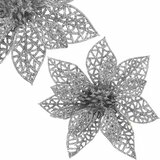  Božićni ukras “Božićna zvijezda” 11 × 11 cm, srebrna sa šljokicama | shoptok.hr