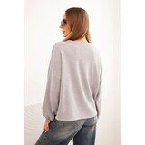 Kesi Włoski Women's sweatshirt with decorative finish at the bottom gray | shoptok.hr