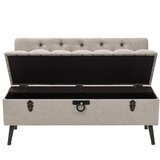  Klupa za pohranu s naslonom 110 cm Krem Tkanina | shoptok.hr