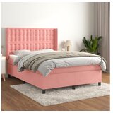 vidaXL Box spring postelja z vzmetnico roza 140x200 cm žamet Cene