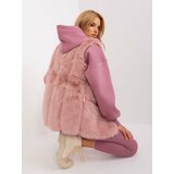 Fashion Hunters Women's fur vest in light pink color Cene