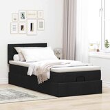 vidaXL Otomanski posteljni okvir z vzmetnico črn 90x200 cm blago | Shoptok.si