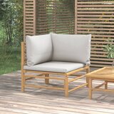 The Living Store Vrtni kotni kavč s svetlo sivimi blazinami bambus - Vrtni Kotni Kavč, (21476720) | Shoptok.si
