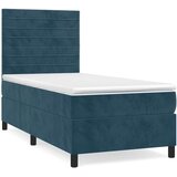Box spring krevet s madracem tamnoplavi 90x200 cm baršunasti | shoptok.hr