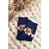 Aura.via Warm Cotton Socks with Teddy Bear Navy | Shoptok.si