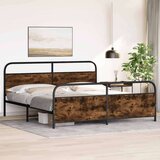 vidaXL Kovinski posteljni okvir brez vzmetnice dimljen hrast 180x200cm | Shoptok.si