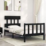 vidaXL Okvir za krevet s uzglavljem crna 100x200 cm od masivnog drva Cijene