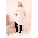 Kesi Włoski Plus Size women's blouse made of viscose with floral print and inscription beige | Shoptok.si