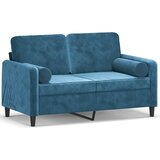 vidaXL Dvosjed s ukrasnim jastucima plavi 120 cm baršunasti | shoptok.hr