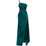 Trendyol emerald green woven long evening dress Cene