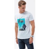 Ombre Majice s kratkimi rokavi T-shirt męski bawełniany z nadrukiem - biała V1 S1738 pisana | Shoptok.si