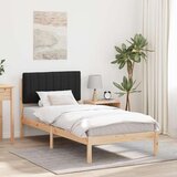  Krevetni okvir s tapiciranim uzglavljem Prirodna i crna - Prirodna i crno 90 x 200 cm | shoptok.hr