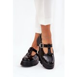 Boto Lacquered Women's Loafers With Buckle On Platform And Flat Heel Black Venda | Shoptok.si