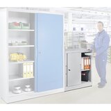eurokraft pro Omara z drsnimi vrati, višina 1000 mm, 2 polici, globina 420 mm, vrata reseda zelena RAL 6011 | Shoptok.si
