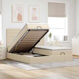  Otomanski okvir kreveta s madracima krem 180x200cm od tkanine | shoptok.hr