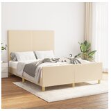  Posteljni okvir z vzglavjem krem 140x200 cm blago | Shoptok.si