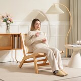  Stolica od ratana fotelja za čitanje drveni okvir široko sjedalo 64 x 70 x 74 cm prirodno drvo | shoptok.hr