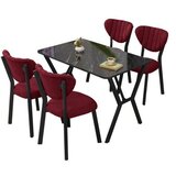 Hanah home Set Trpezarijski sto i 4 stolice Elma Burgundy Black | Eponuda.com