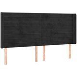  Vzglavje z ušesi črno 163x16x118/128 cm žamet, (20953193) | Shoptok.si