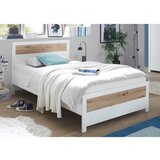 XORA postelja 120 cm x 200 cm , leseni material bela, hrast artisan Cene