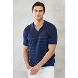 AC&Co / Altınyıldız Classics Men's Navy Blue Petrol Standard Fit Normal Cut 100% Cotton Polo Neck Knitwear T-Shirt. Cene