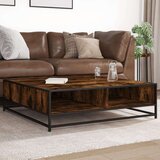 vidaXL Klubska mizica dimljeni hrast 100x100x30 cm inž. les in kovina | Shoptok.si