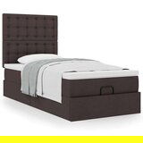 vidaXL Otomanski posteljni okvir z vzmetnico rjav 100x200 cm blago | Shoptok.si