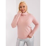Fashion Hunters Light pink casual plus-size sweater with buttons Cene'.'