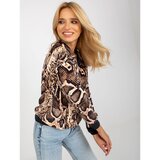 Fashion Hunters Beige and black velor blouse with an animal pattern from RUE PARIS | Shoptok.si