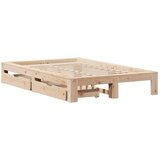 vidaXL Posteljni okvir brez vzmetnice 135x190 cm trdna borovina | Shoptok.si