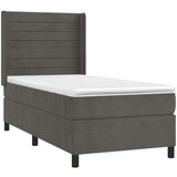  Krevet box spring s madracem LED tamnosivi 90x200 cm baršun | shoptok.hr