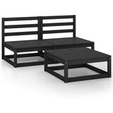  Sedežna garnitura 3-delna črna trdna borovina | Shoptok.si