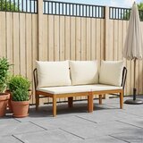  2 kom. Vrtni Lounge Set s Jastučićima Prirodna - Crna i krem bijela Kutna sofa + srednja sofa Cijene