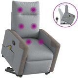 vidaXL Masažni naslanjač s funkcijo vstajanja svetlo sivo blago | Shoptok.si