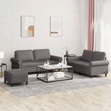 vidaXL Sedežna garnitura 3-delna z blazinami sivo umetno usnje | Shoptok.si