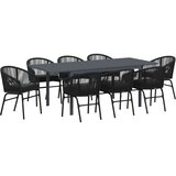  Vrtni set za objed 9 kom. Crna poliratan 211,5 x 90 x 74 cm | shoptok.hr