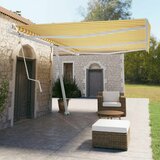 vidaXL prostostoječa avtomatska tenda 600x350 cm rumena/bela | Shoptok.si