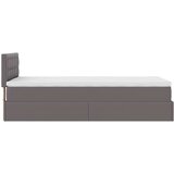 vidaXL Otomanski posteljni okvir z vzmetnico siv 90x200 cm um. usnje | Shoptok.si