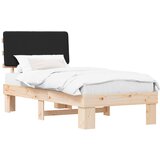 vidaXL Posteljni okvir z oblazinjenim vzglavjem Črna 100 x 200 cm, (5000101750) | Shoptok.si