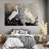  XXL slika - Herons and cherry blossoms - oriental-style illustration depicting birds 150x100 | shoptok.hr