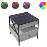 vidaXL Klubska mizica z neskončnimi LED siva sonoma 50x50x51 cm | Shoptok.si