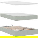 vidaXL Otomanski posteljni okvir z vzmetnico siv 120x190 cm žamet | Shoptok.si