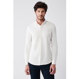 Avva Men's White Easy-to-Iron Cotton Blended Buttoned Collar Slim Fit Slim Fit Shirt Cene