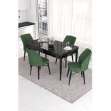 Hanah home trpezarijski set Eva, sto na razvlačenje i 4 stolice, ploča u dekoru crnog mermera, kaki zelena tkanina Babyface | Eponuda.com
