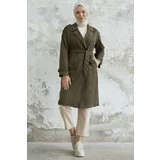 InStyle Minka Belted Scuba Suede Trench - Khaki